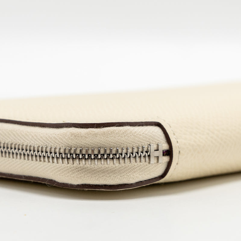 Hermes Silk In Classique Long Wallet Epsom/Silk Nata/Chai-Rose Pourpre SHW Stamp U