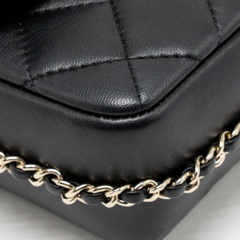 Chanel Quilted Flap Bag with Pearl Detailed Chain Lambskin Black LGHW
