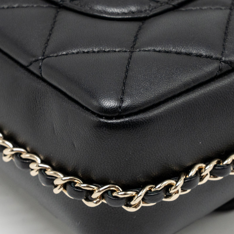 Chanel Quilted Flap Bag with Pearl Detailed Chain Lambskin Black LGHW