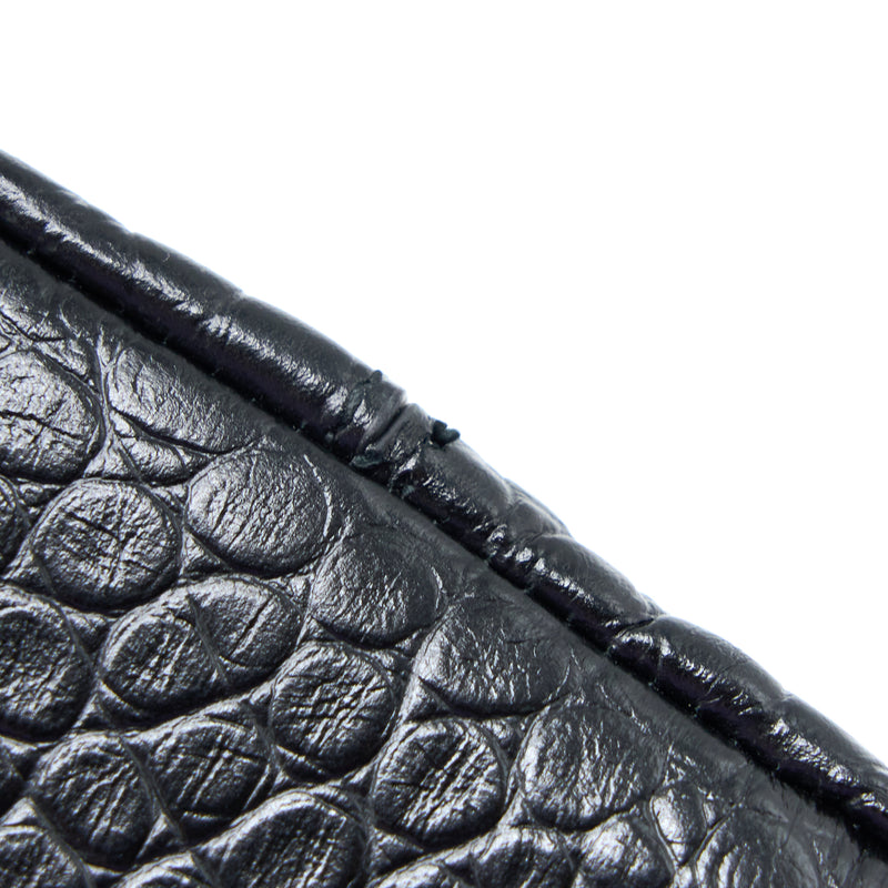Balenciaga Small Downtown Shoulder Bag Croc Embossed Leather Black with Black Hardware