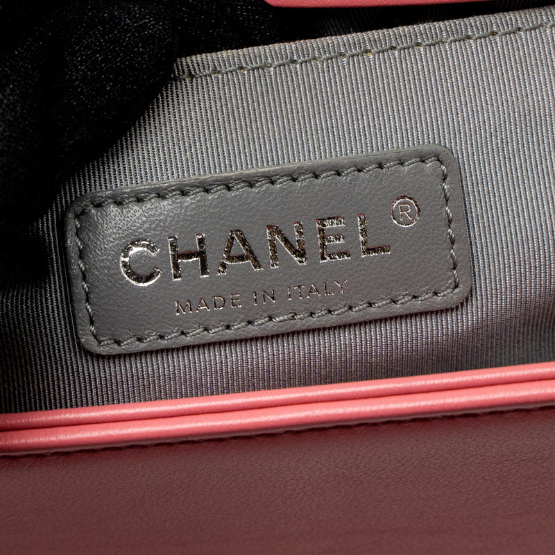 Chanel Medium Boy Bag Chevron Calfskin Pink SHW