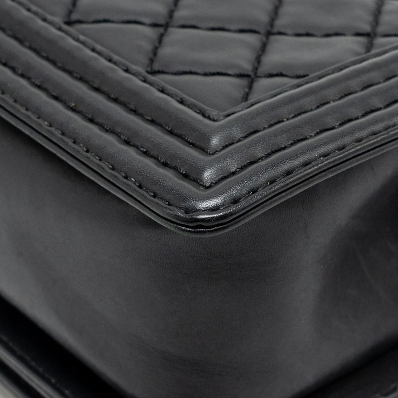 Chanel Medium Boy Bag Calfskin Black Ruthenium SHW