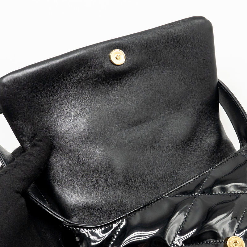 Saint Laurent/YSL LE 5 A 7 Quilted Shoulder Bag Patent Black GHW