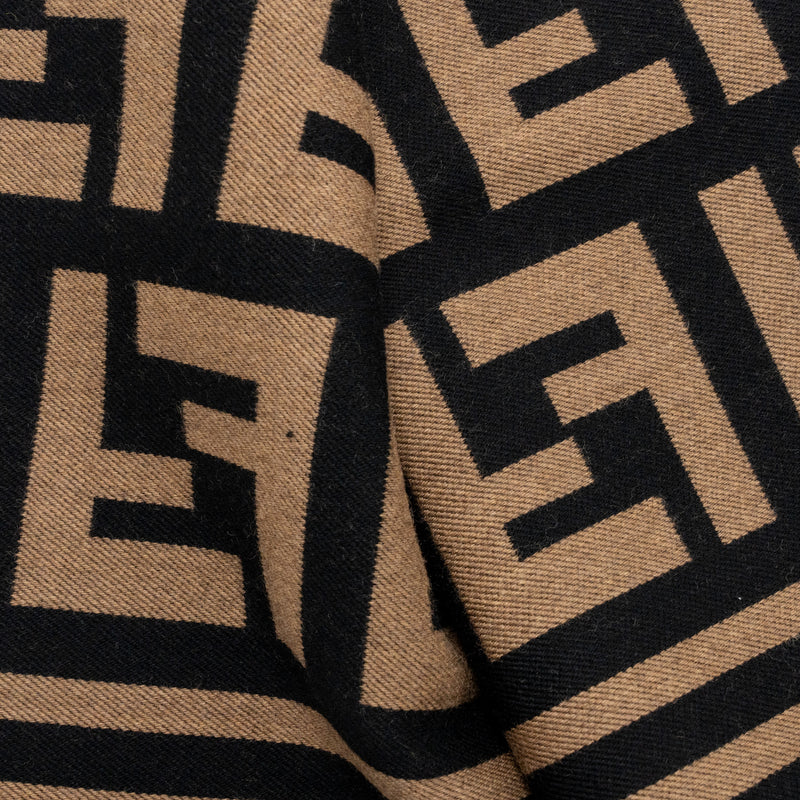 FENDI ブラウンウール&シルクスカーフ Fendi FF logo scarf wool / silk brown / black