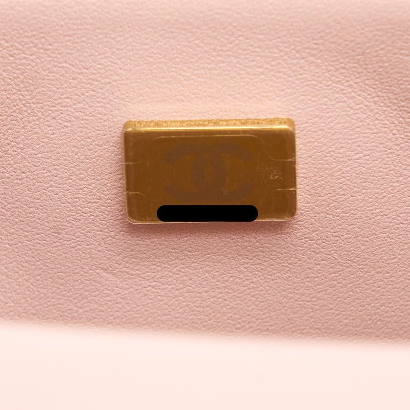 Chanel Mini Square Flap bag Lambskin Light Pink LGHW (Microchip)