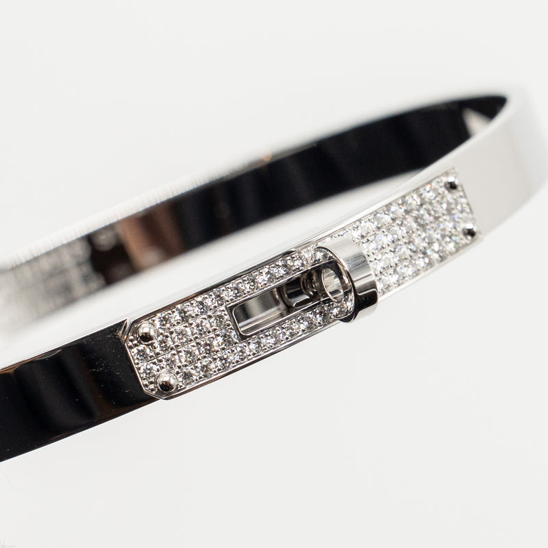 Hermes Size ST kelly bracelet small model white gold with diamonds