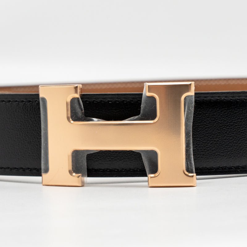 Hermes size 100 constance 32mm reversible belt box/clemence black/gold RGHW stamp K