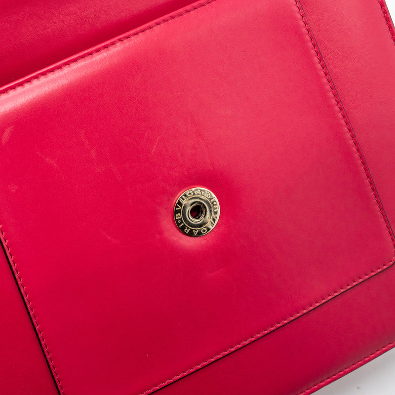 Bvlgari top handle serpenti flap bag calfskin dark pink LGHW