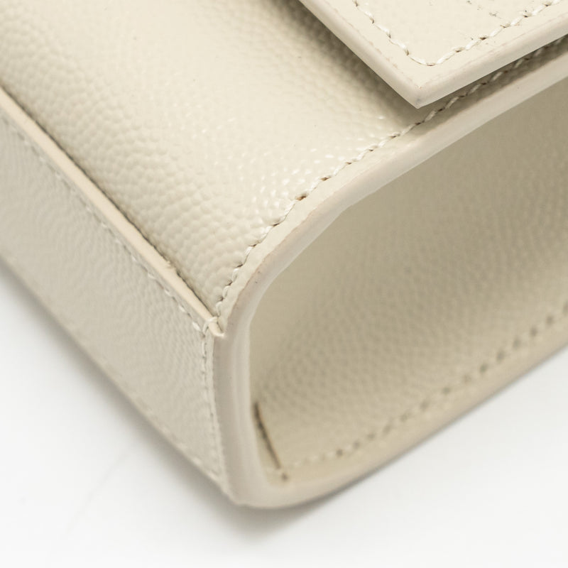 Saint Laurent/YSL Medium Kate Bag Grained Calfskin White GHW