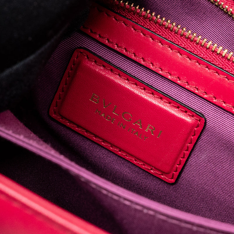 Bvlgari top handle serpenti flap bag calfskin dark pink LGHW