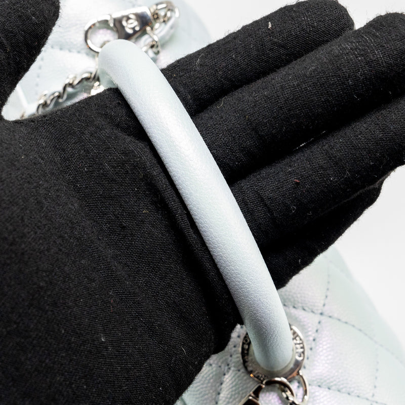 Chanel Small Coco Handle Caviar Iridescent Light Blue multicolour hardware (microchip)