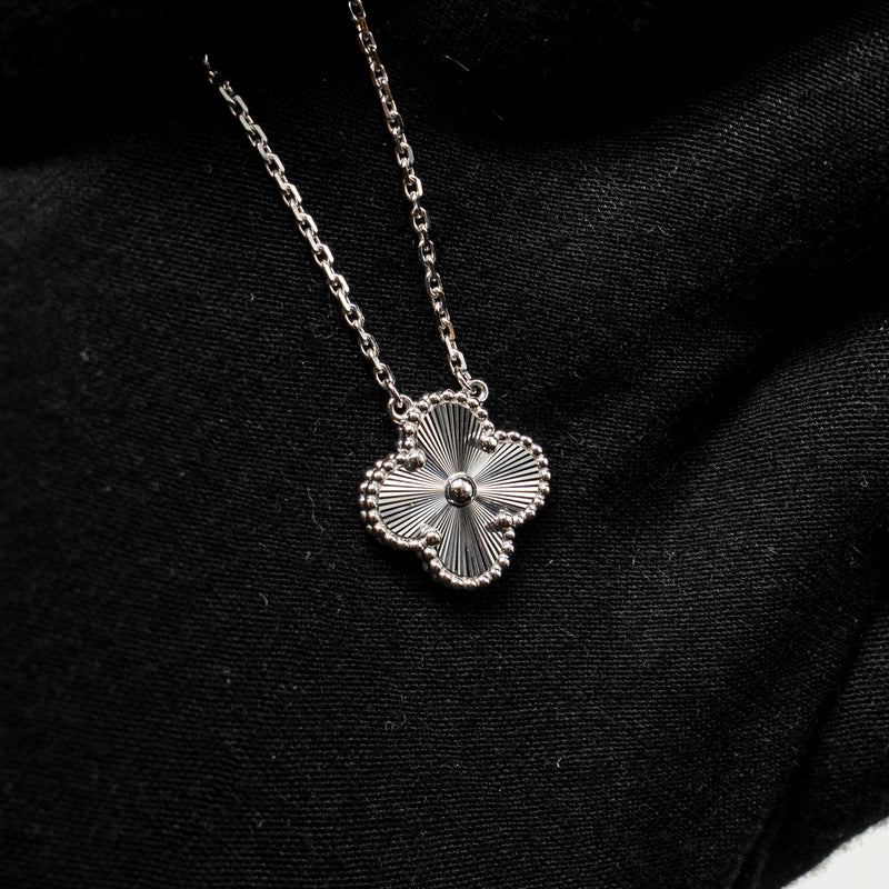 Van Cleef& Arpels Vintage Alhambra Pendant Guilloche White Gold