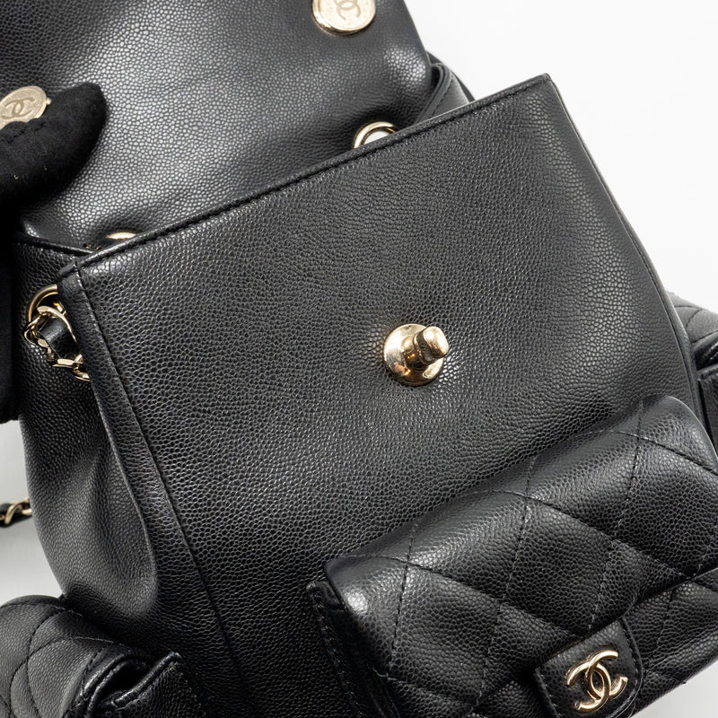 Chanel Triple Pocket Backpack Caviar Black LGHW (microchip)