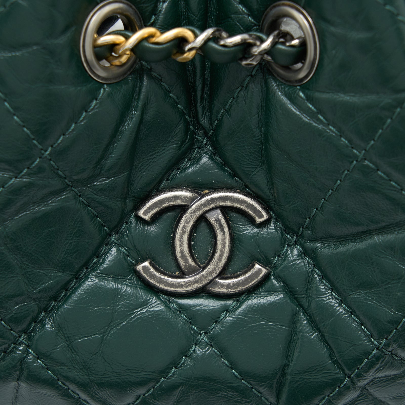 Chanel Small Gabrielle Backpack Calfskin Dark Green 