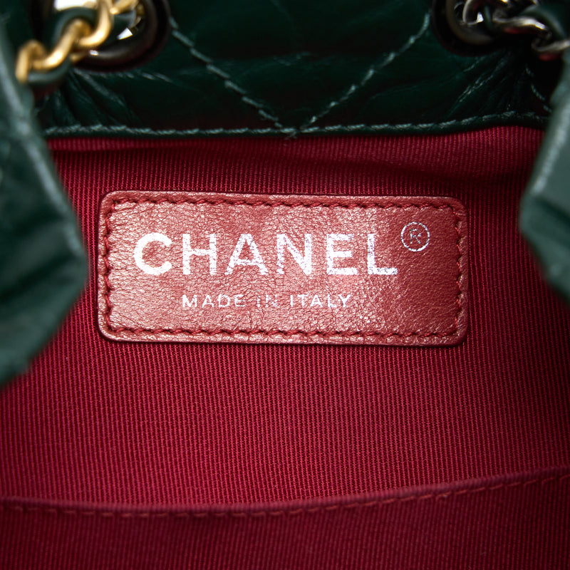 Chanel Small Gabrielle Backpack Calfskin Dark Green Multicolour Hardware