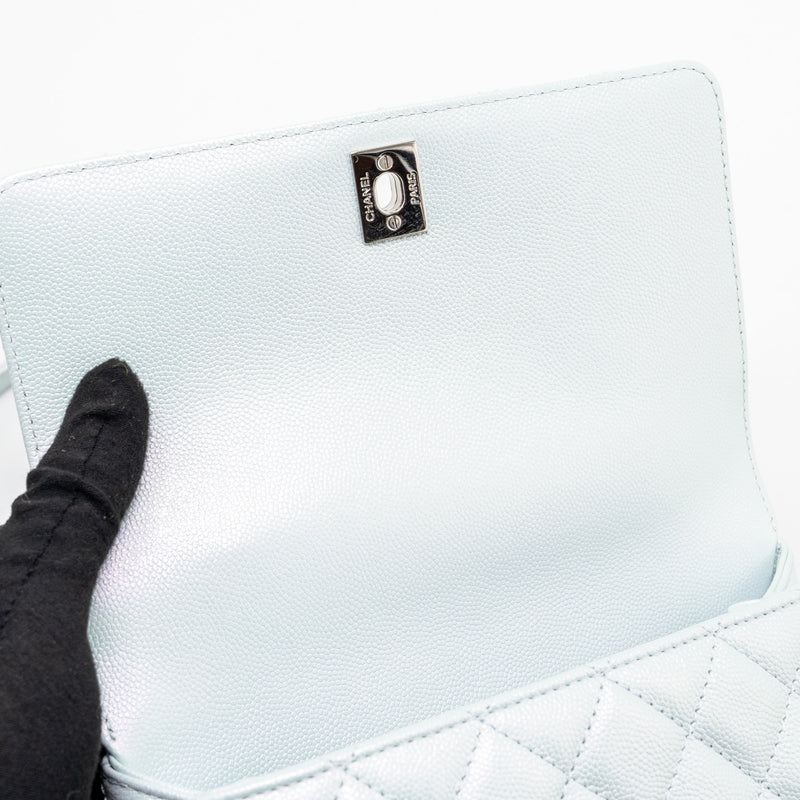 Chanel Small Coco Handle Caviar Iridescent Light Blue multicolour hardware (microchip)