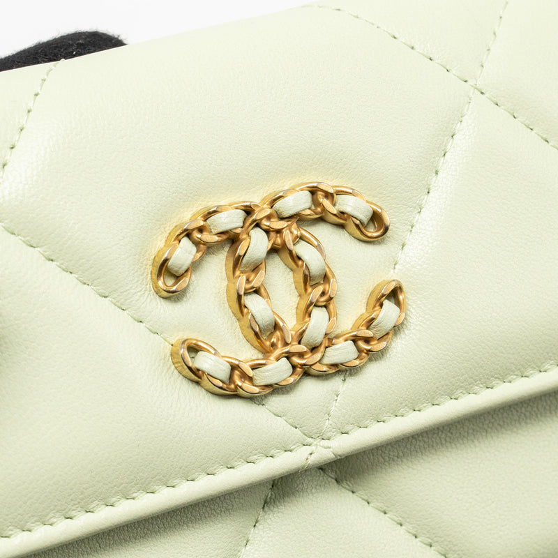 Chanel 19 Mini Clutch with Chain Lambskin Light Green Multicolour hardware