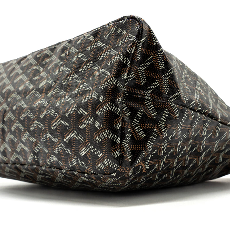 Goyard Boheme Hobo Bag Canvas/ Calfskin Black/ Tan SHW With Necessaire