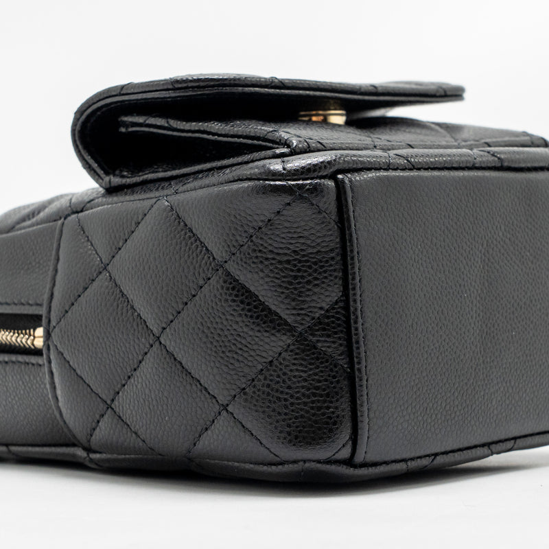 Chanel Mini backpack / crossbody bag caviar black LGHW (microchip)