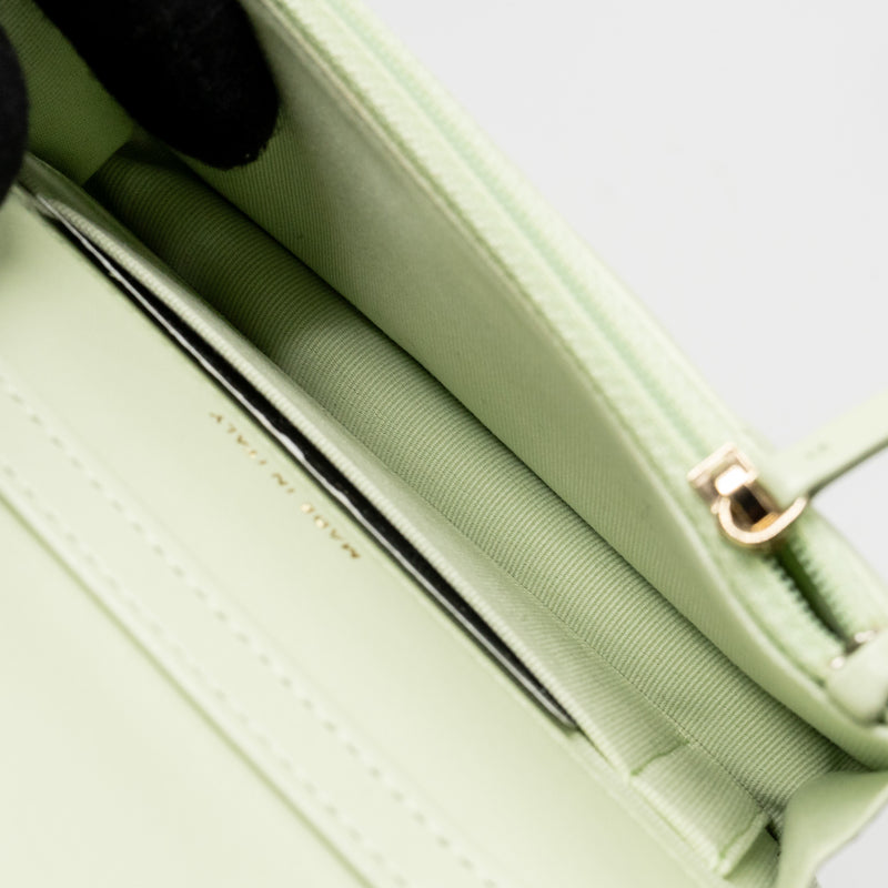 Chanel 19 Mini Clutch with Chain Lambskin Light Green Multicolour hardware