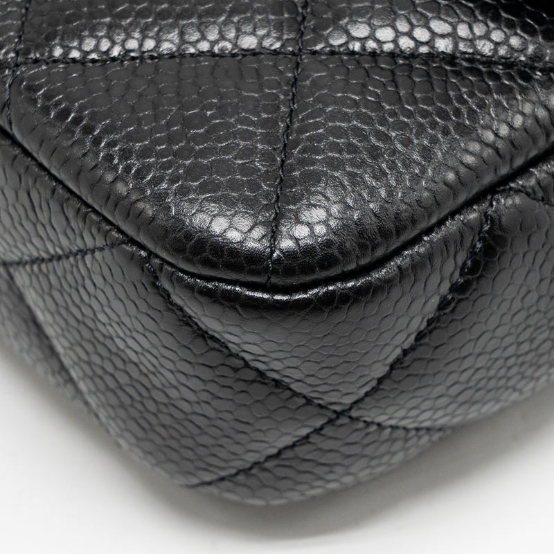 Chanel Top Handle Quilted CC Flap Bag Grained Shiny Calfskin Black GHW (Microchip)