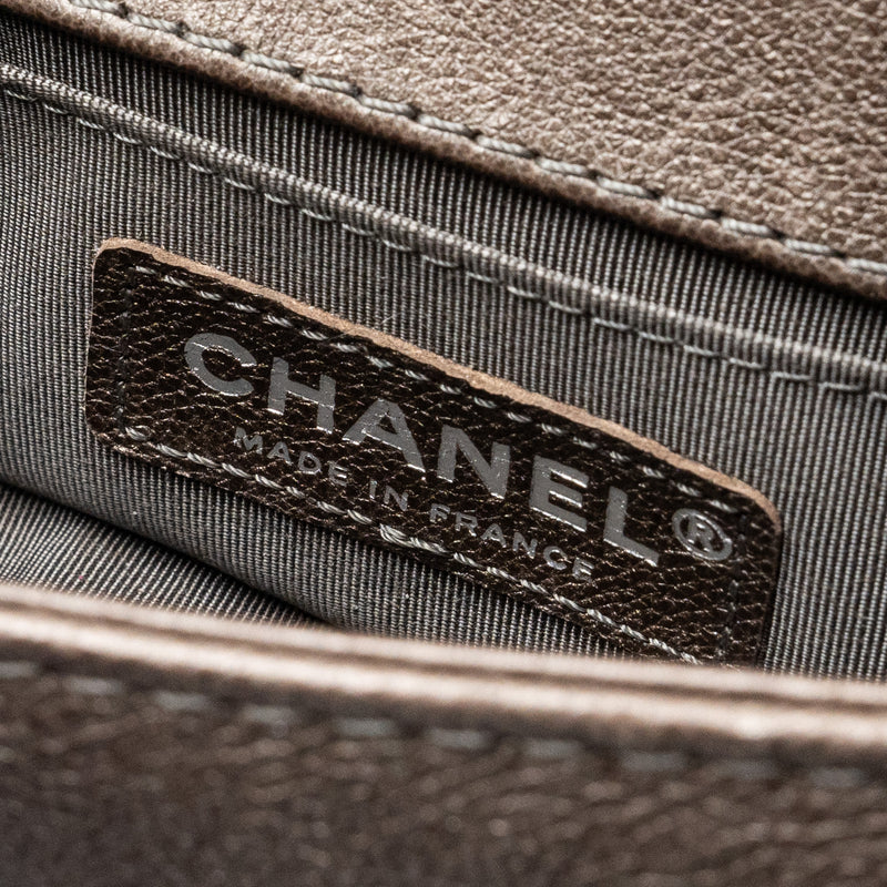Chanel Super Mini Boy bag grained calfskin bronze ruthenium hardware