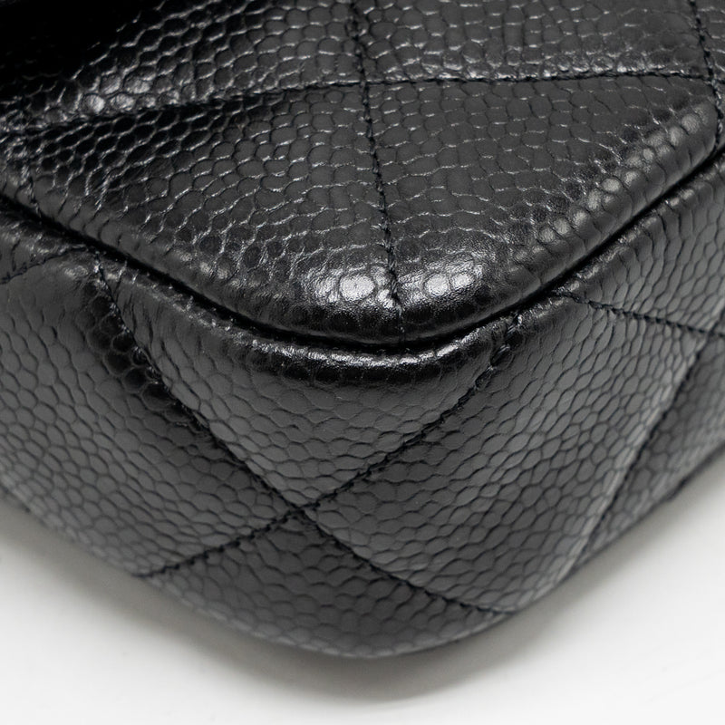 Chanel Top Handle Quilted CC Flap Bag Grained Shiny Calfskin Black GHW (Microchip)