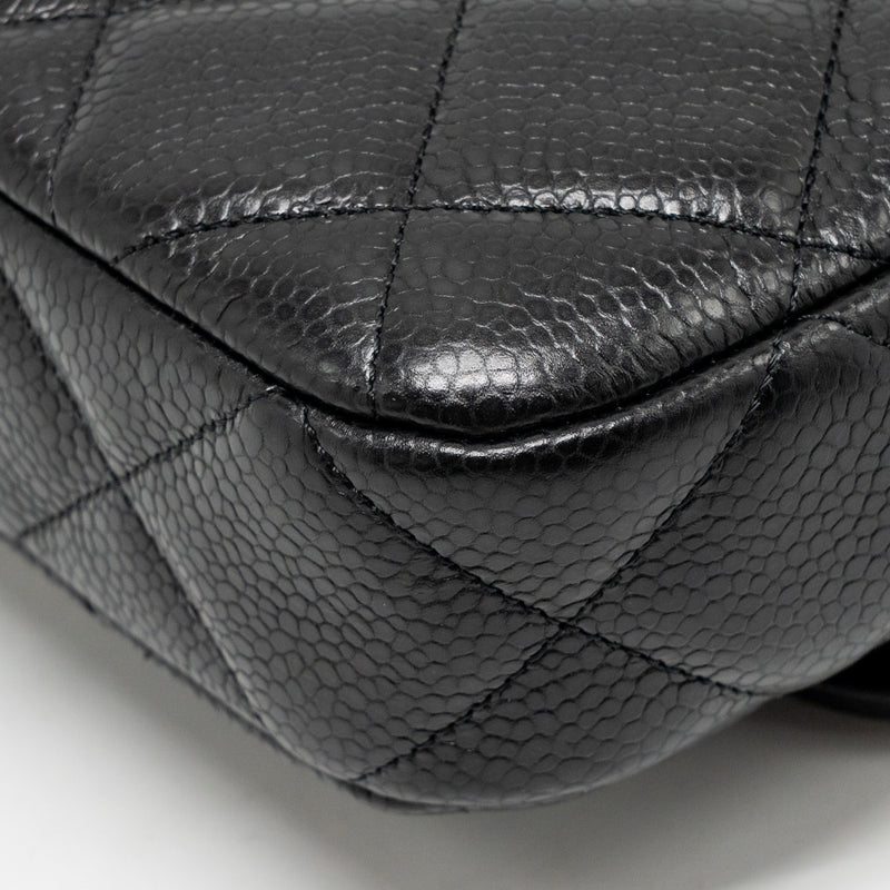 Chanel Top Handle Quilted CC Flap Bag Grained Shiny Calfskin Black GHW (Microchip)