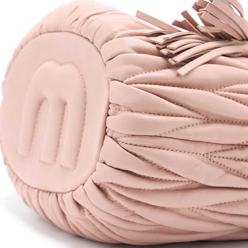 Miumiu Secchiello Matelasse Crossbody Bag Nappa Lambskin Pink GHW