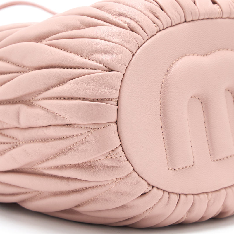 Miumiu Secchiello Matelasse Crossbody Bag Nappa Lambskin Pink GHW