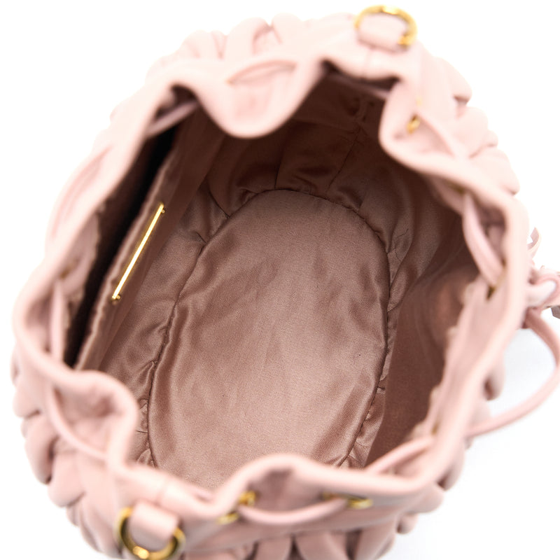 Miumiu Secchiello Matelasse Crossbody Bag Nappa Lambskin Pink GHW