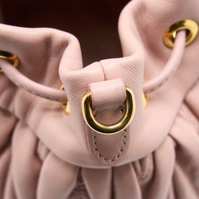 Miumiu Secchiello Matelasse Crossbody Bag Nappa Lambskin Pink GHW