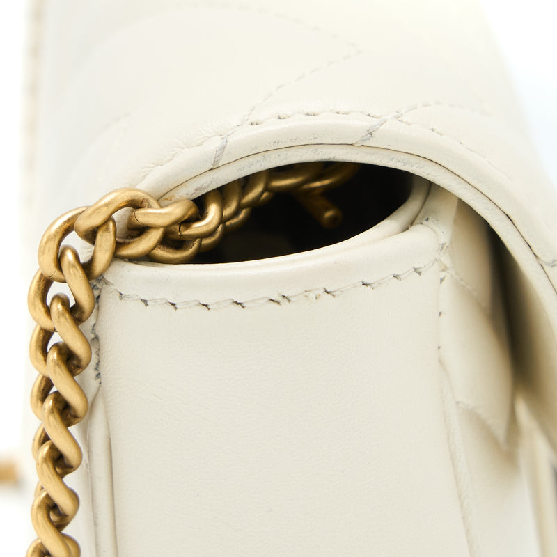 Gucci GG Marmont Super Mini Bag Matelassé White Brushed GHW