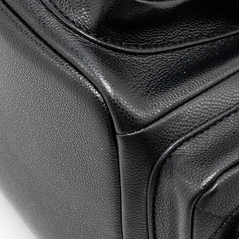 Chanel Triple Pocket Backpack Caviar Black LGHW (Microchip)