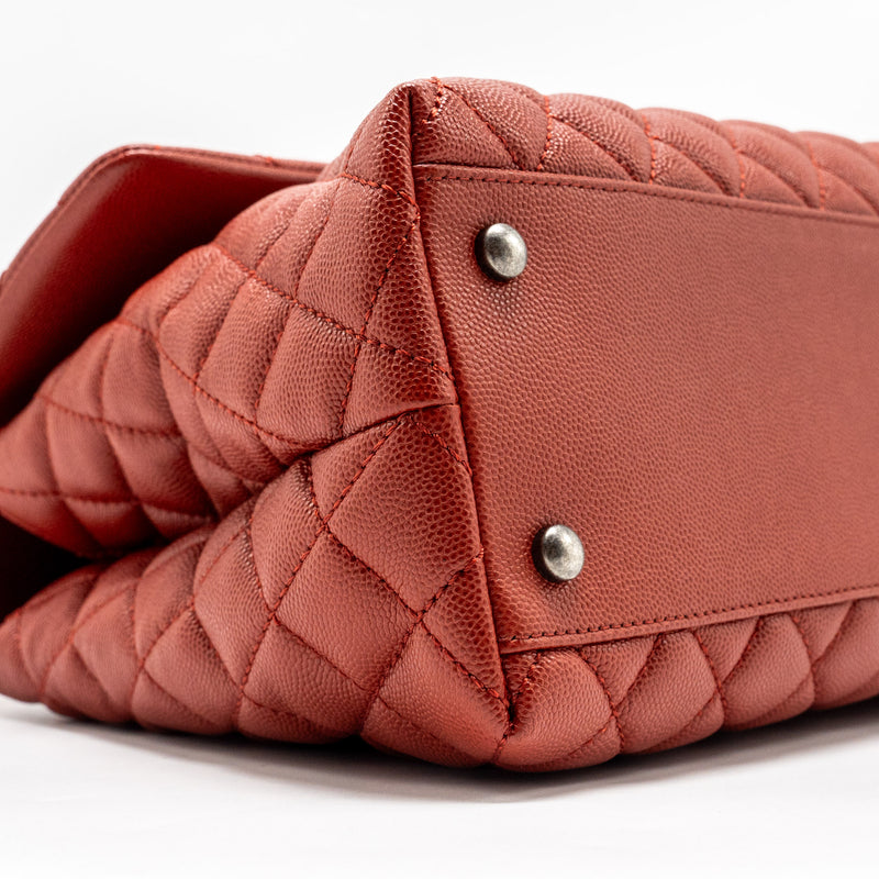 Chanel Large Coco Handle Caviar Dark Red Ruthenium Hardware