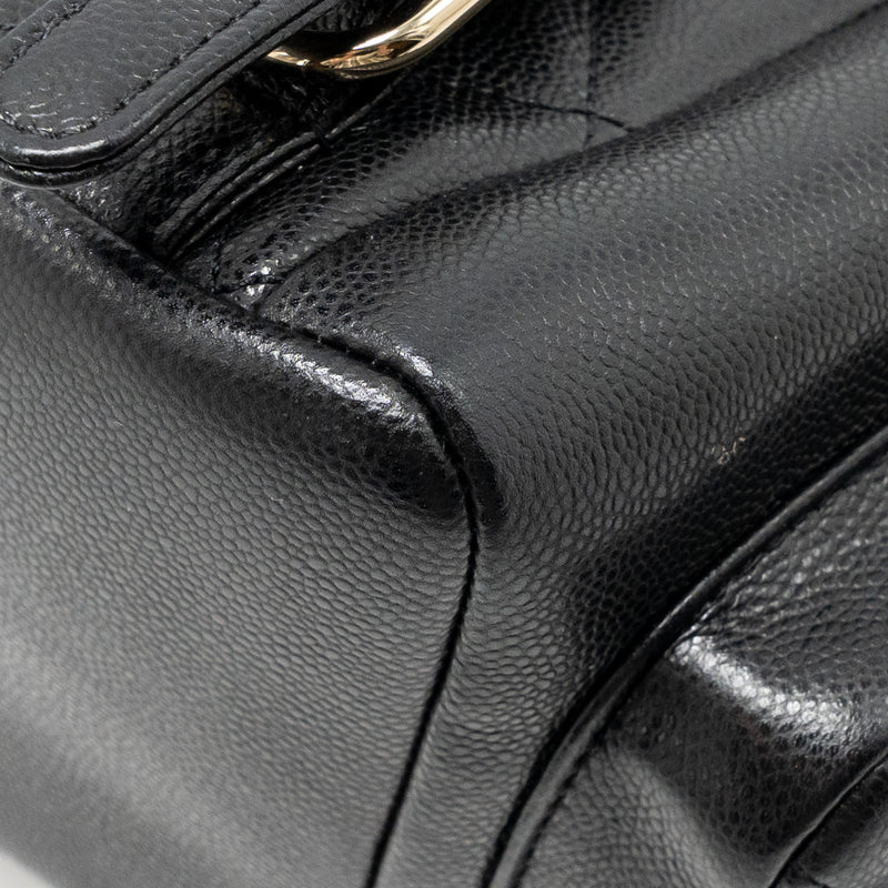 Chanel Triple Pocket Backpack Caviar Black LGHW (Microchip)
