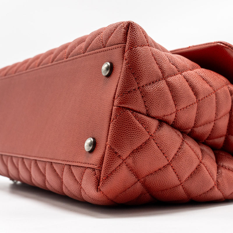 Chanel Large Coco Handle Caviar Dark Red Ruthenium Hardware