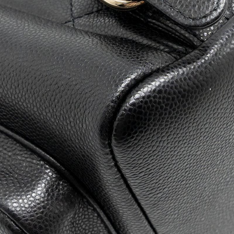 Chanel Triple Pocket Backpack Caviar Black LGHW (Microchip)