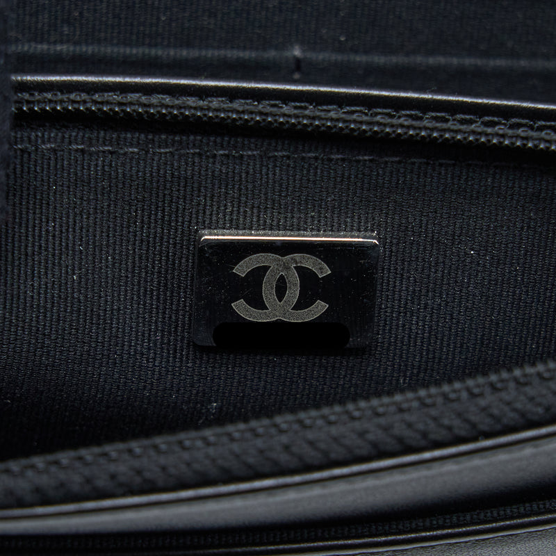 Chanel Boy Wallet on Chain Caviar Black Ruthenium Hardware (Microchip)