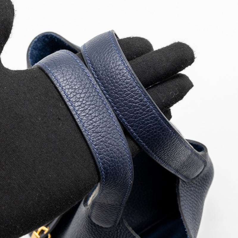 Hermes Picotin 18 Lock Bag Clemence Blue Nuit GHW Stamp U