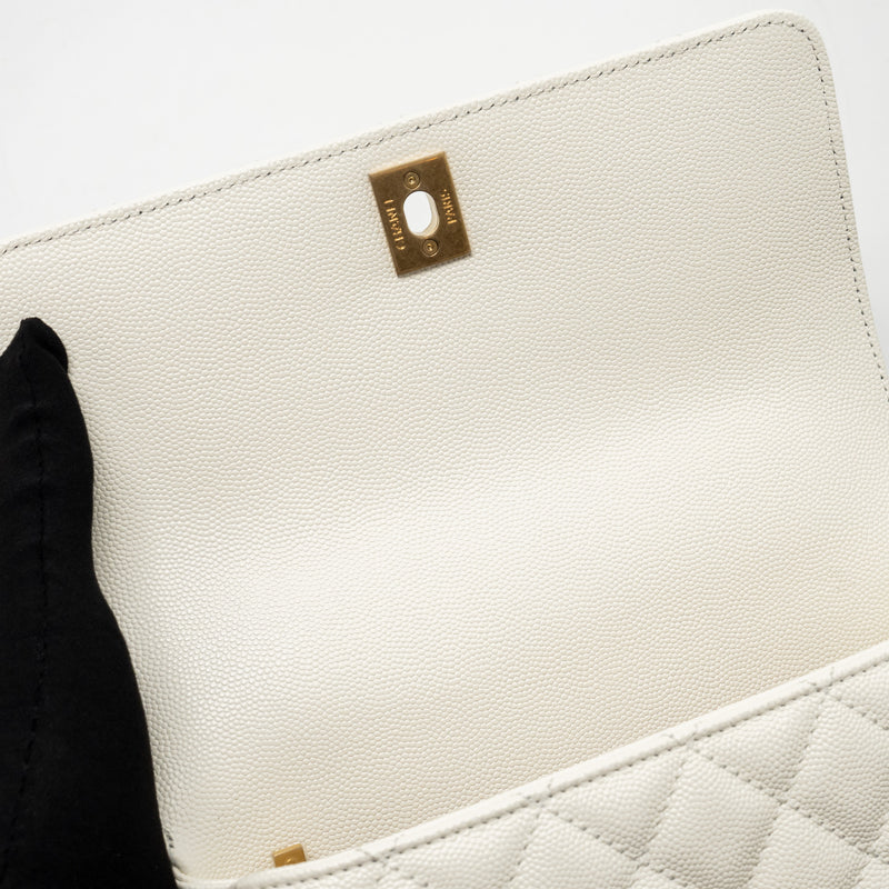 Chanel Detailed Top Handle Small Coco Handle Caviar White GHW (Microchip)