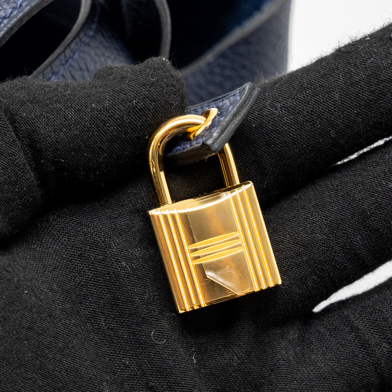 Hermes Picotin 18 Lock Bag Clemence Blue Nuit GHW Stamp U
