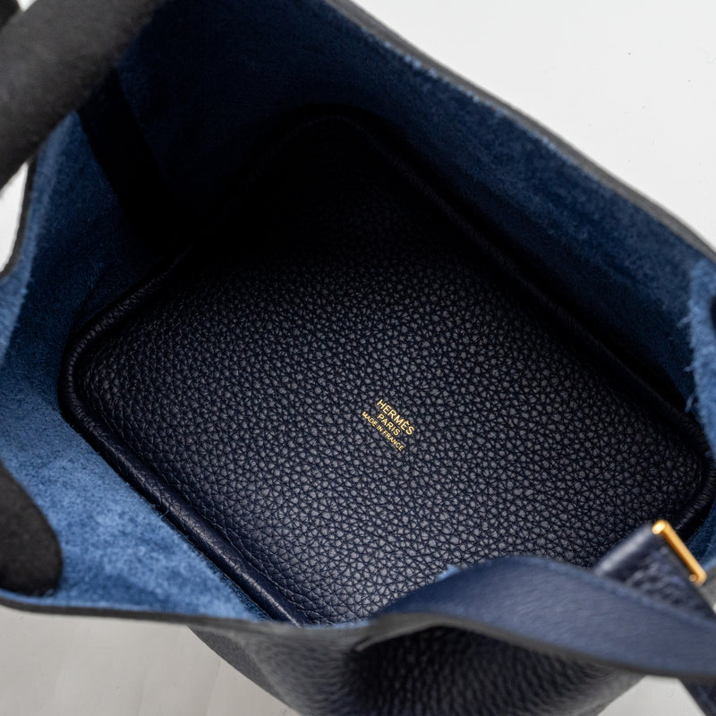 Hermes Picotin 18 Lock Bag Clemence Blue Nuit GHW Stamp U
