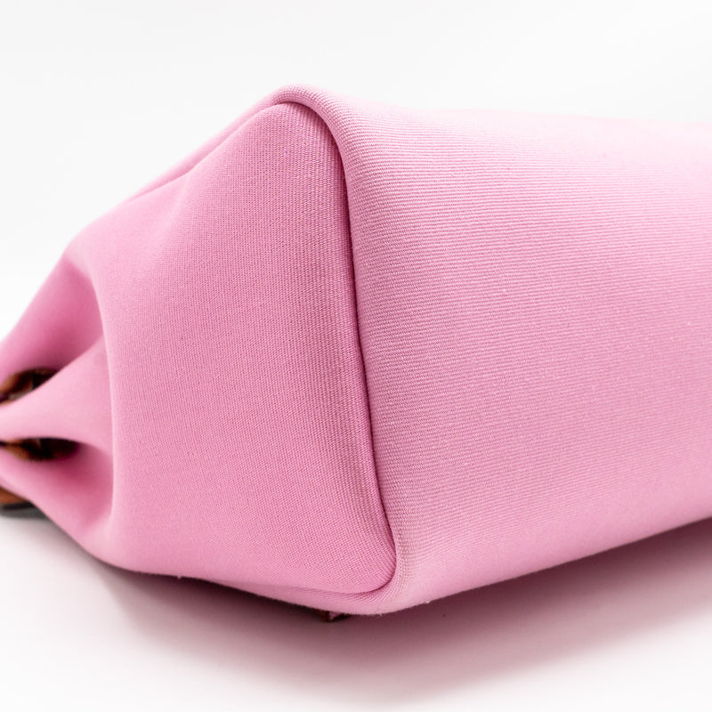 Hermes Herbag 31 Zip Bag Canvas/Hunter Leather Pink/Cuivre SHW Stamp Y