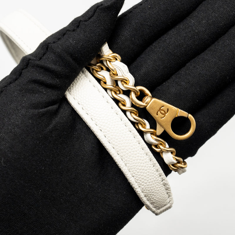 Chanel Detailed Top Handle Small Coco Handle Caviar White GHW (Microchip)