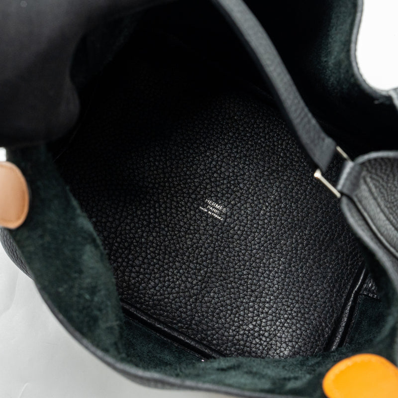 Hermes Picotin 22 Clemence black / caramel SHW stamp A