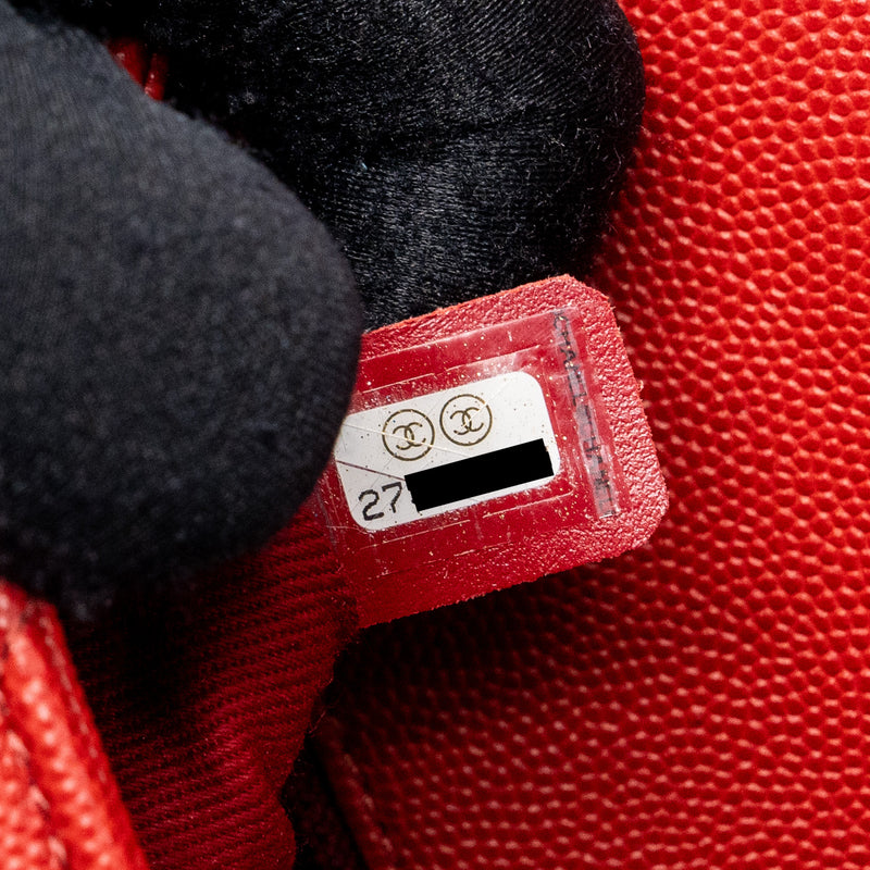 Chanel Small Coco Handle Chevron Caviar Red Brushed GHW