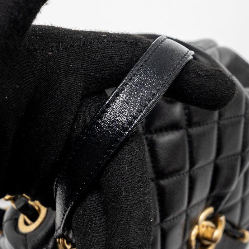 CHANEL 23K Mini Backpack Lambskin Black GHW (Microchip)