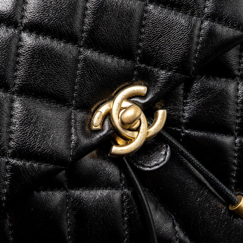 CHANEL 23K Mini Backpack Lambskin Black GHW (Microchip)