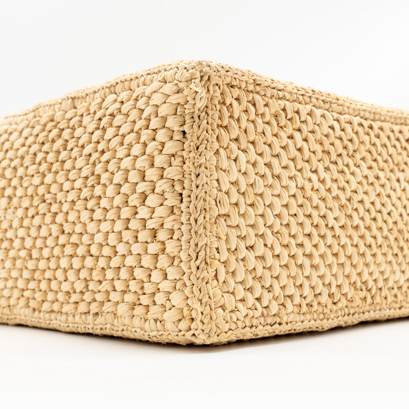 Loewe Small Font Tote Bag Raffia/Calfskin Natural GHW